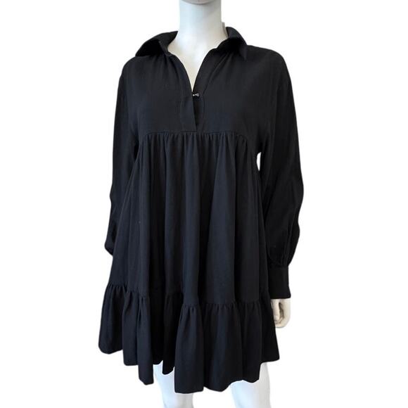 New EN SAISON ANTHROPOLOGIE Women's Black Tiered Mini Dress Size S - Picture 1 of 5